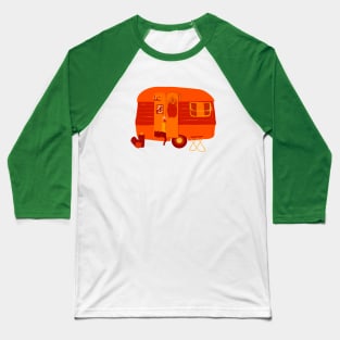 Retro Camper Cat Baseball T-Shirt